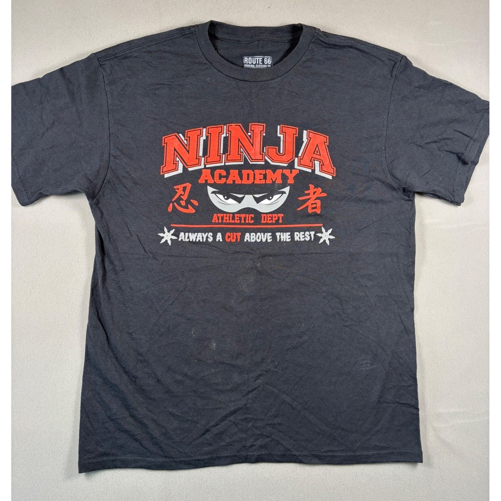 Route 66 Ninja Academy Athletic Dept Graphic T-Shirt Black XL Kanji Shuriken
